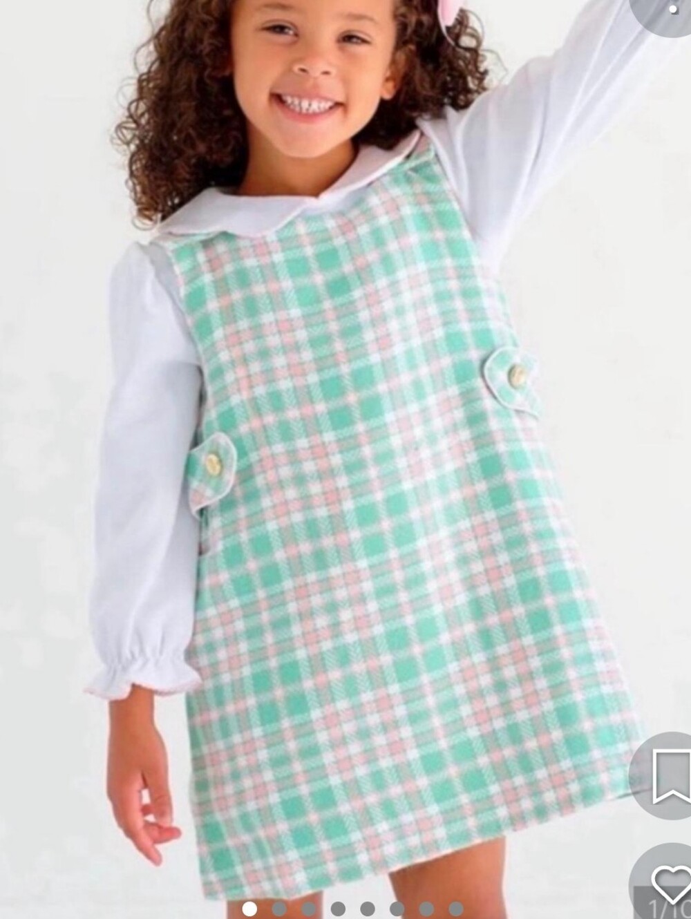 The Beaufort Bonnet Company Janie Jumper Putney Plaid Green Pink Dress Sz2T